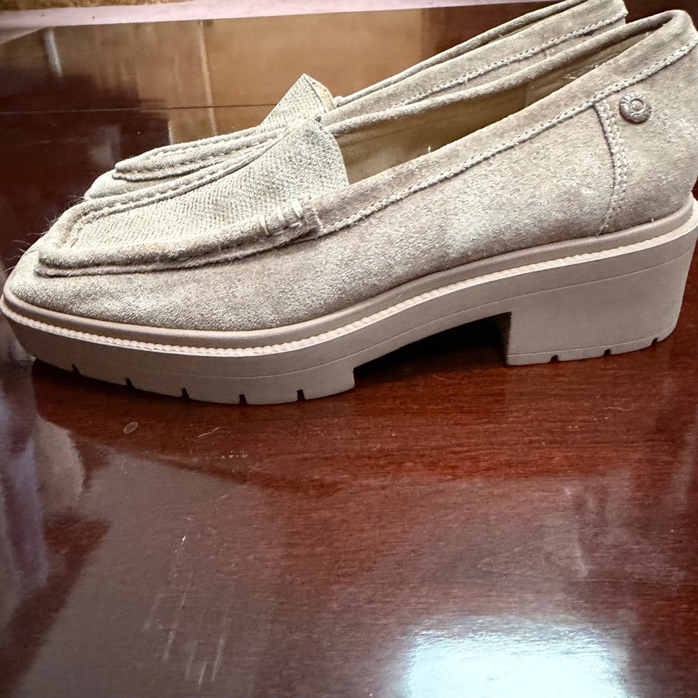 NYDJ Herrah Mink Calf Suede Metallic Dotted Leather Platform Loafers Size 6